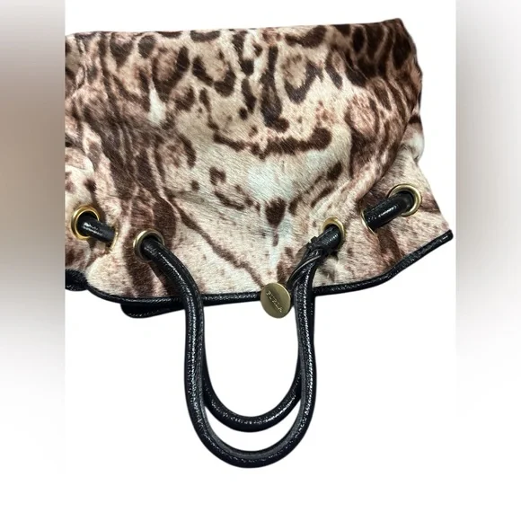 Furla Leather Trimmed Calf Hair Animal Print Satchel - Picture 8 of 11